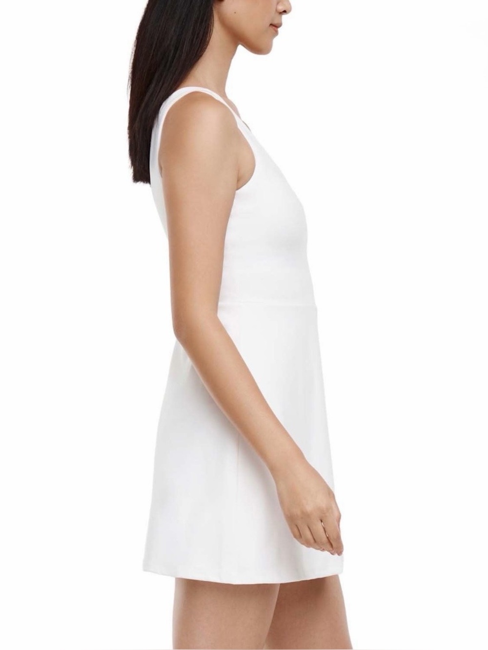 GapFit Active Tank Dress: White, Size Large - Built-in Bra & Bike Shorts - Picture 5 of 11